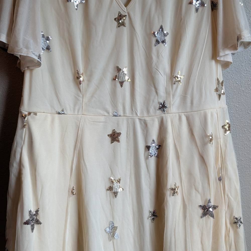 BloomChic Cream Dress with Silver Star Accents - Picture 5 of 5
